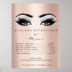 Rose Gold Grau Make-up Augen Wimpern Preisliste Poster