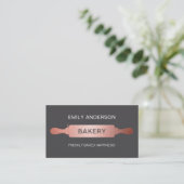 Rose Gold Grau Rolling Button Bäckerei QR Code Visitenkarte (Stehend Vorderseite)