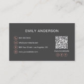 Rose Gold Grau Rolling Button Bäckerei QR Code Visitenkarte (Rückseite)