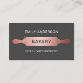 Rose Gold Grau Rolling Button Bäckerei QR Code Visitenkarte (Vorderseite)