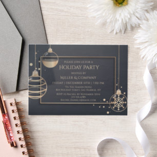 Rose Gold Graue Firmenweihnachtsfeier Pergament Einladungen