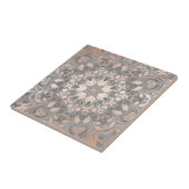Rose Gold Graue Florale Mandala Fliese (Seite)