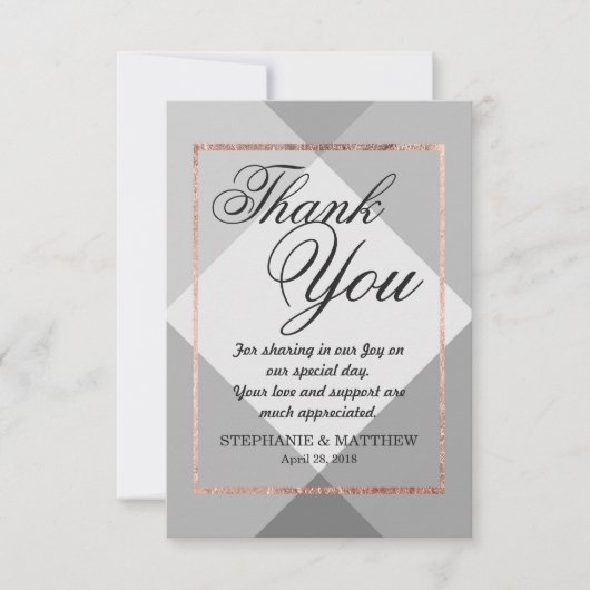 Rose Gold Graue Geo Vielen Dank Karten (Vorderseite)