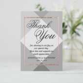 Rose Gold Graue Geo Vielen Dank Karten (Stehend Vorderseite)