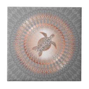 Rose Gold Graue Schildkröte Und Mandala Fliese