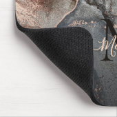 Rose Gold Graue Tinte Marmor Monogramm Mousepad (Ecke)