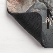 Rose Gold Graue Tinte Marmor Monogramm Mousepad (Ecke)