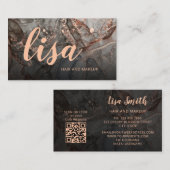 Rose Gold Graue Tinte Marmor Scan QR Code Geschäft Visitenkarte (Vorne/Hinten)
