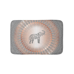 Rose Gold Grauer Elefant Mandala Badematte