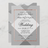 Rose Gold Grauer Geo Hochzeitsempfang Einladung (Vorne/Hinten)