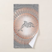 Rose Gold Gray Dolphin Mandala Küste Badhandtuch Set (Handtuch)