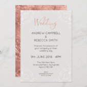 Rose Gold & Gray Einladung zur Hochzeit (Vorne/Hinten)