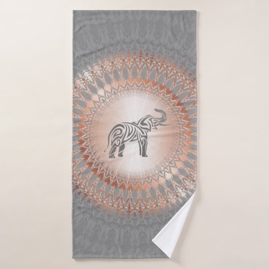 Rose Gold Gray Elephant Mandala Badehandtuch (Badehandtuch)