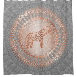 Rose Gold Gray Elephant Mandala Duschvorhang