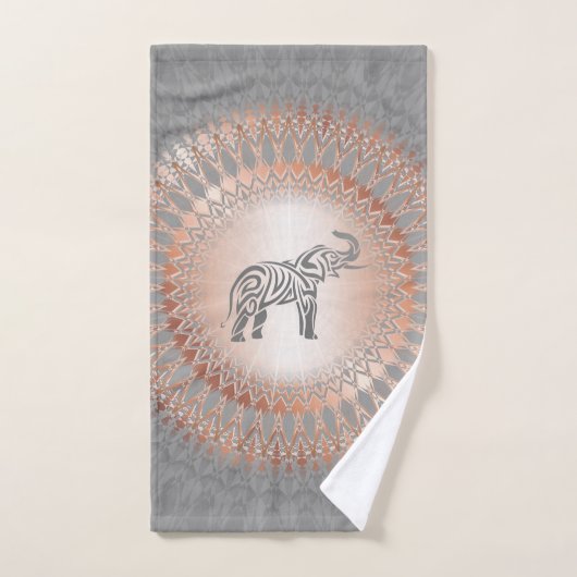 Rose Gold Gray Elephant Mandala Handtuch (Handtuch)