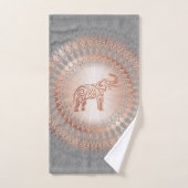 Rose Gold Gray Elephant Mandala Initialen Badhandtuch Set (Handtuch)