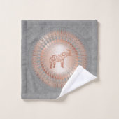 Rose Gold Gray Elephant Mandala Initialen Badhandtuch Set (Waschlappen)