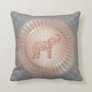 Rose Gold Gray Elephant Mandala Kissen