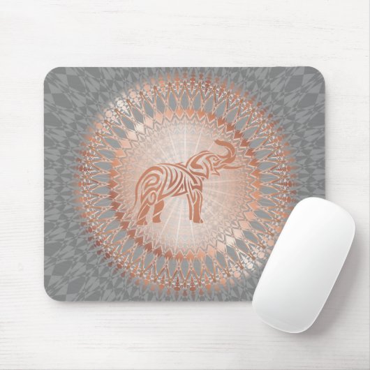 Rose Gold Gray Elephant Mandala Mousepad (Mit Mouse)