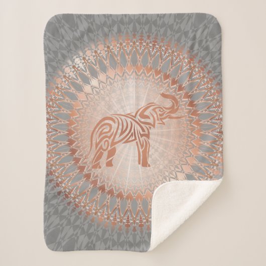 Rose Gold Gray Elephant Mandala Sherpadecke (Vorderseite)