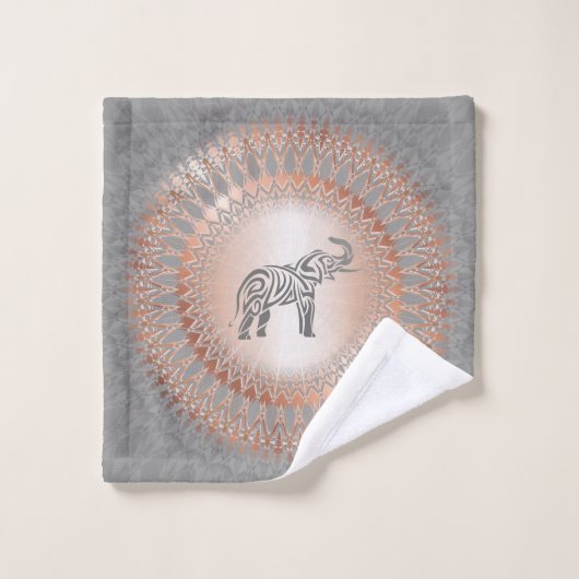 Rose Gold Gray Elephant Mandala Waschlappen (Waschlappen)
