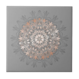 Rose Gold Gray Floral Mandala Fliese