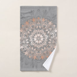 Rose Gold Gray Floral Mandala Handtuch