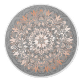 Rose Gold Gray Floral Mandala Keramikknauf