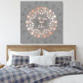 Rose Gold Gray Floral Mandala Liebe Leinwanddruck (Insitu (Schlafzimmer))