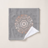 Rose Gold Gray | Floral Mandala | Monogramm Badhandtuch Set (Waschlappen)