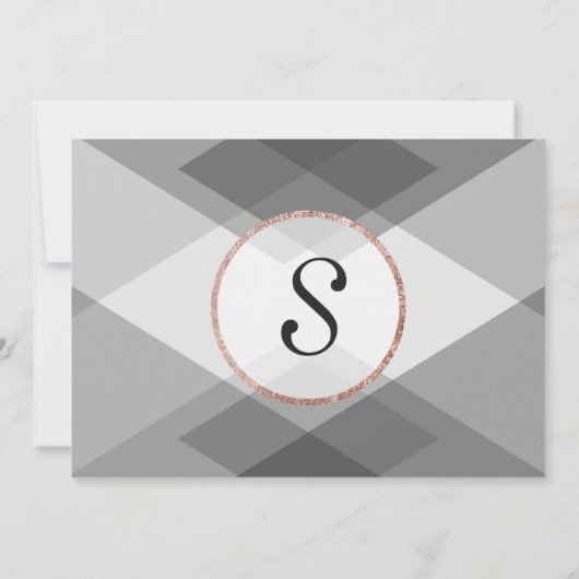 Rose Gold Gray Geo Speichern Sie die Daten Einladung (Rückseite)