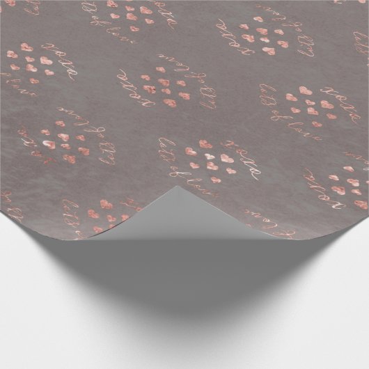 Rose Gold Gray Hearts Wrapping Paper Geschenkwrap Geschenkpapier (Ecke)