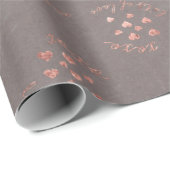 Rose Gold Gray Hearts Wrapping Paper Geschenkwrap Geschenkpapier (Rolleneckpunkt)
