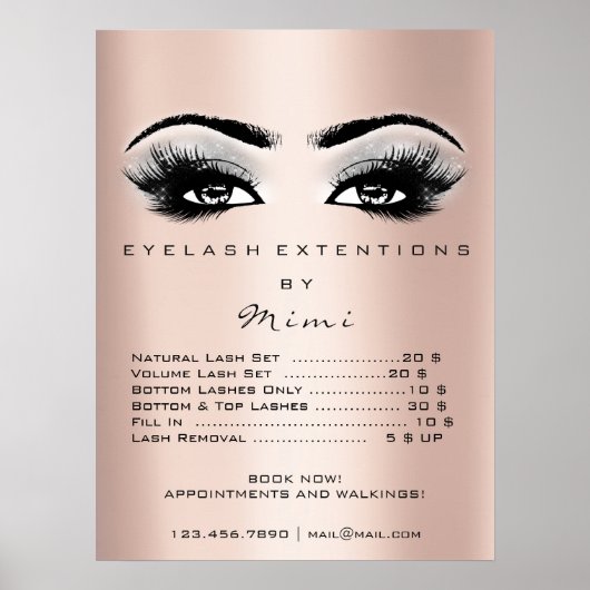 Rose Gold Gray Makeup Eyes Lashes Preise Poster (Vorne)