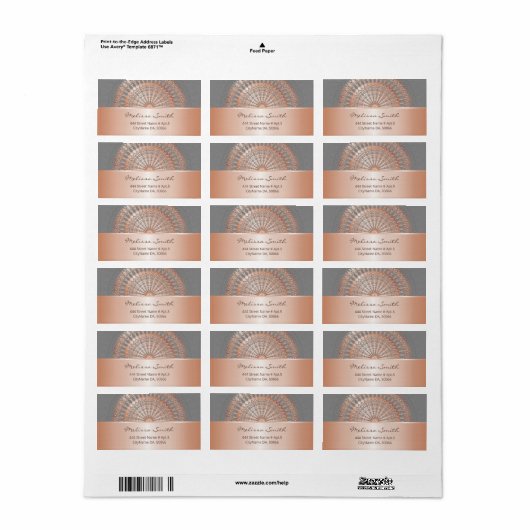 Rose Gold Gray Mandala Adressaufkleber (Vorne)