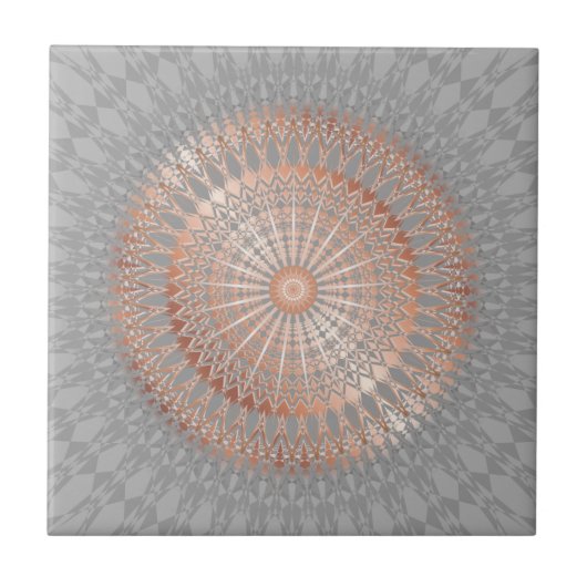 Rose Gold Gray Mandala Fliese (Vorderseite)