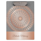 Rose Gold Gray Mandala Klemmbrett (Vorderseite)