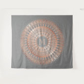 Rose Gold Gray Mandala Monogram Wandteppich (Vorderseite (Horizontal))