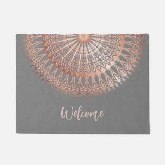 Rose Gold Gray Mandala Willkommen Fußmatte (Vorderseite)