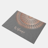 Rose Gold Gray Mandala Willkommen Fußmatte (Schrägansicht)