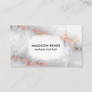 Rose Gold Gray Marble Trendy Makeup Artist Visitenkarte