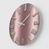 Rose Gold Gray Metal Blush Silber römische Zahlen Große Wanduhr (Winkel)