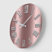 Rose Gold Gray Metal Grau Silber römische Zahl Große Wanduhr (Winkel)