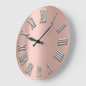 Rose Gold Gray Metal Grau Silber römische Zahl Große Wanduhr (Winkel)