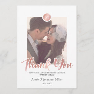 Rose Gold & Gray Monogram Wedding Foto Vielen Dank Dankeskarte