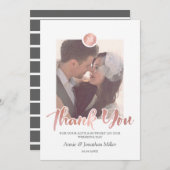 Rose Gold & Gray Monogram Wedding Foto Vielen Dank Dankeskarte (Vorne/Hinten)