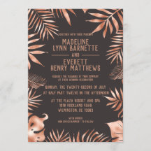 Rose Gold & Gray Palm Blätter Einladung Hochzeit