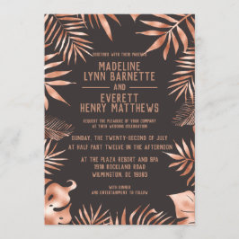 Rose Gold & Gray Palm Blätter Einladung Hochzeit