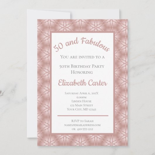 Rose Gold Gray & Pink 50 und fabelhafter Geburtsta (Vorderseite)