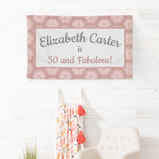 Rose Gold Gray & Pink 50 und fabelhafter Geburtsta Banner (Insitu)